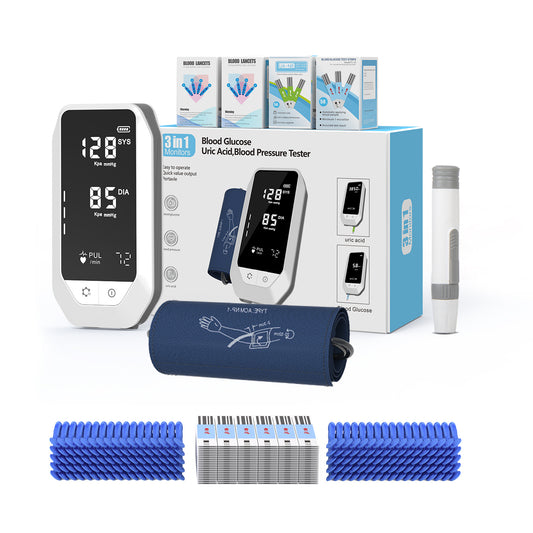 Blood Glucose Meter Blood Pressure Monitor Uric Acid Test 3-in-1 Multi-functional Household All-in-One Machine