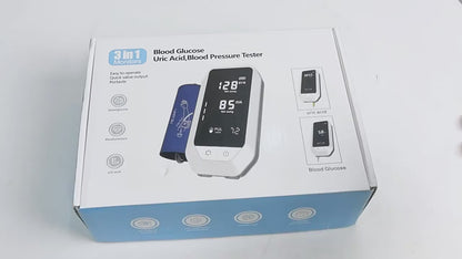 Blood Glucose Meter Blood Pressure Monitor Uric Acid Test 3-in-1 Multi-functional Household All-in-One Machine